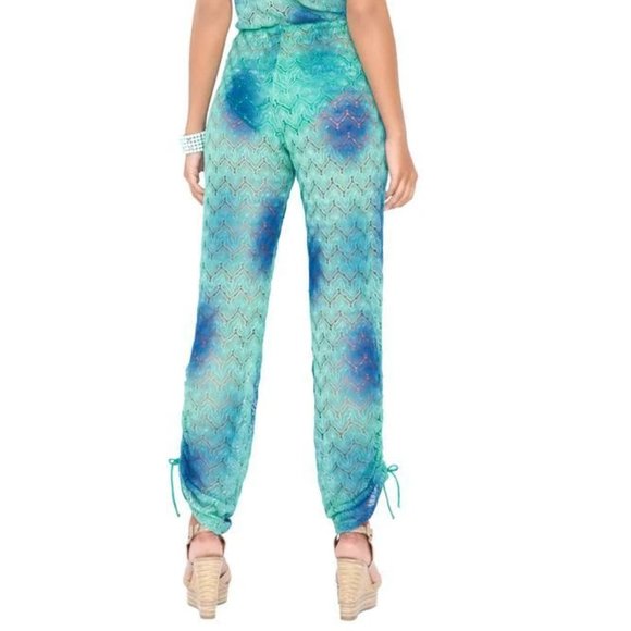 LULI FAMA SIETE MARES Crochet Strapless Jumpsuit Cover Up Size L Blue Multi NEW - Picture 5 of 11